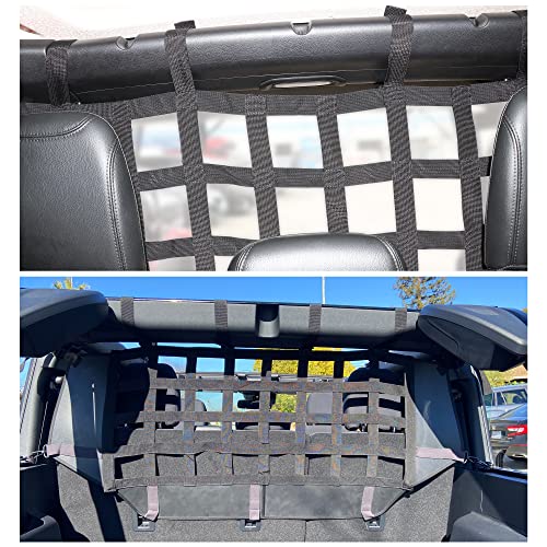sukemichi Dog Car Barrier for Bronco, Dog Barrier Car Net Mesh Divider Restraint Trunk Cargo Area for 2021-2025 2026 Ford Bronco Accessories 4 Door, Suitable for Medium, Large Pets, Black