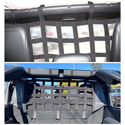 sukemichi Dog Car Barrier for Bronco, Dog Barrier Car Net Mesh Divider Restraint Trunk Cargo Area for 2021-2025 2026 Ford Bronco Accessories 4 Door, Suitable for Medium, Large Pets, Black