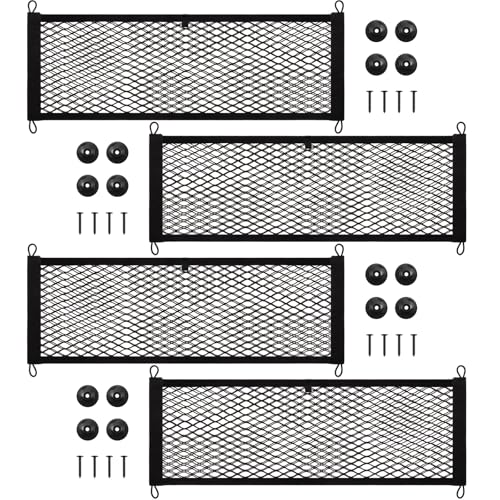 Frienda 2 Pcs Stretchable Small Cargo Net Pocket Boat Storage Mesh Net Elastic Automotive Storage Pouch with Mounting Screws and Hooks for Truck Car SUV Boats (29 x 9.8 Inches) - size: 29 x 9.8 Inches