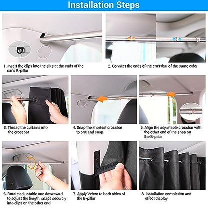 XCBYT Car Privcay Curtains - Car Camping Divider Curtains with Stainless Steel Adjustable Length Crossbar Window Shades for Van SUV Pickup Truck Travel Nap Camping - color: Divider(Large Suede, 70.8")