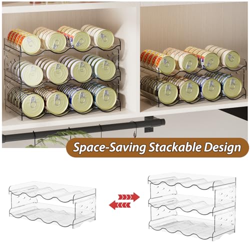 Flenpptly Cat Food Can Organizer, 2-Tier Cat Food Organizer, Transparent Can Organizer for Pantry, Canned Food Organizer Holds 40 (3oz) Cans, Pantry Can Organizer (2-Tier 4-Can) - size: 2-Tier 4-Can