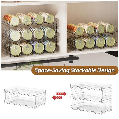 Flenpptly Cat Food Can Organizer, 2-Tier Cat Food Organizer, Transparent Can Organizer for Pantry, Canned Food Organizer Holds 40 (3oz) Cans, Pantry Can Organizer (2-Tier 4-Can) - size: 2-Tier 4-Can