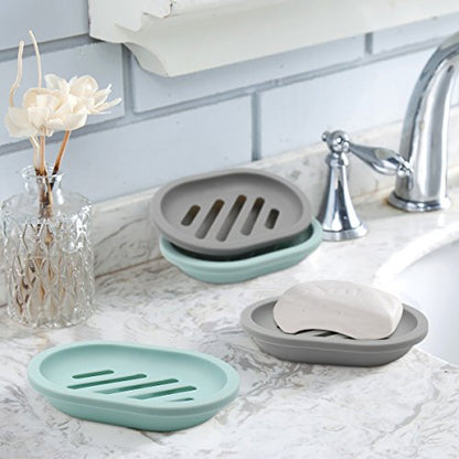Topsky 2-Pack Soap Dish with Drain, Soap Holder, Soap Saver, Easy Cleaning, Dry, Stop Mushy Soap (Green) - color: Green
