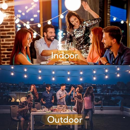 60FT Outdoor String Lights Waterproof, Bright 2700K LED Patio Lights String with 30+1 G40 Shatterproof Globe Bulbs, Connectable Edison String Lights for Outside, Garden, Balcony, Porch - size: 60FT