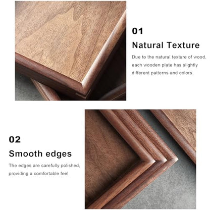 Solid Black Walnut Wood Serving Tray with Raised Edges, 11.8 x 7.8 Inch Rectangular Wooden Decorative Platter for Coffee Table, Kitchen, Bathroom Vanity, Breakfast & Home Decor