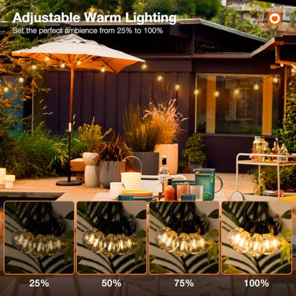addlon 200FT Outdoor String Lights G40 with Remote Control Dimmable Patio Globe LED 108 Bulbs Waterproof Shatterproof, Hanging Outside Lighting for Backyard Garden, Deck, Balcony, Porch, Café, Bristo - size: 200FT(100 Sockets)