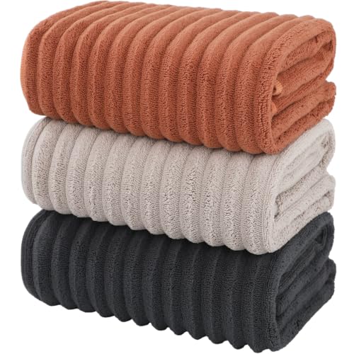 3-Piece Hand Bath Towels 14 X 29.6 Inchs, Quick-Dry Microfiber Washcloths with Hanging Loop, Soft & Absorbent Face Towels for Bathroom Kitchen Gym Travel - color: 1darkgrey-1lightgrey-1orange