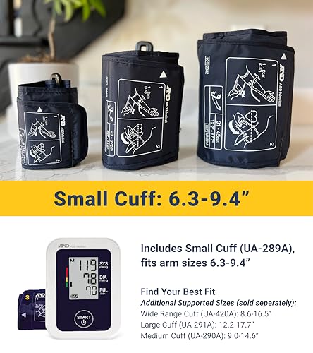 A&D Medical Blood Pressure Monitor for Home Use – UA-651SAC – Petite Upper Arm BP Machine – Small Cuff (6.3–9.4” / 16-24 cm) – Adults, Easy to Use, AC Adapter - style: Monitor w/ Small Cuff + AC Adapter