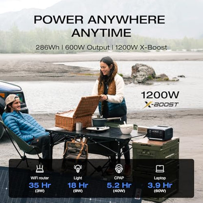 EF ECOFLOW Portable Power Station RIVER 3 Plus, 286Wh/12800mAh LiFePO4 Battery, 3 Up to 1200W AC Outlets, <10 MS UPS, Expandable to 858Wh, <30 dB Quiet, 1Hr Fast Charging Generator for Outdoor Camping - style: RIVER 3 Plus Power Station