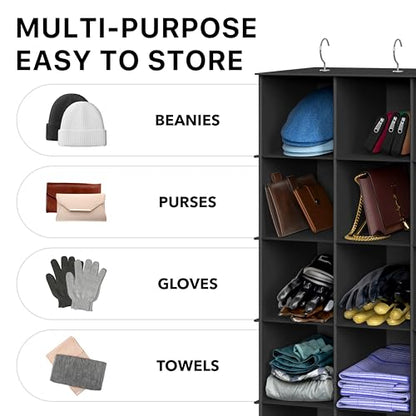 Simple Houseware 24 Section Shelves Hanging Shoes Organizer Holder for Closet, Black - color: Black