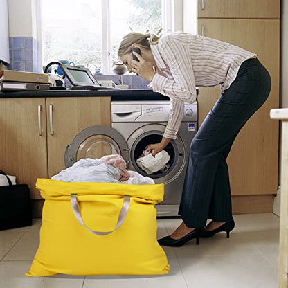Cotton Canvas Laundry Bag with Handles & Drawstring Straps, Heavy Duty Extra Large Laundry Bags for Laundromat and Household, 25.5x34 Inch, Yellow - color: Yellow
