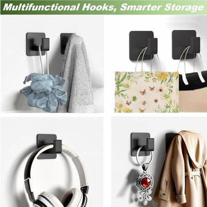 Adhesive Shower Hooks, Towel Hooks for Hanging Robe, Coat, Hat, Loofah, Heavy Duty Wall Hooks Stick on Bathroom, Kitchen and Office (2 Pack, Black) - color: Black, size: Adhesive "7" Shape -2 Pack