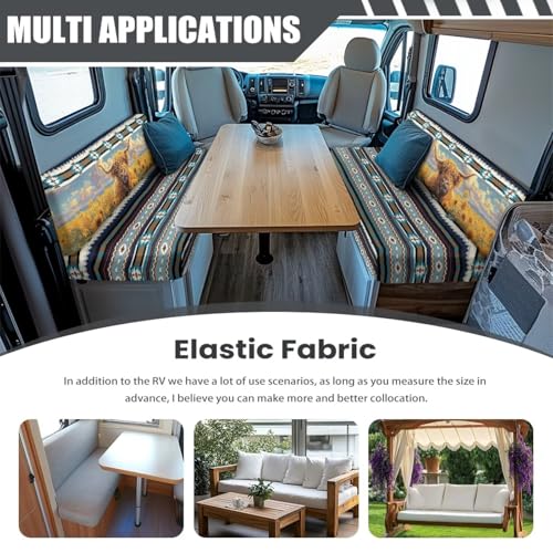 RV Sofa Covers - Elastic Camper Cushion Slipcovers, Aztec Cattle Sunflower Non-Slip Furniture Protector for RV Dinette & Travel Trailer (Indoor Use, Lightweight) - color: Aztec Cattle Sunflower