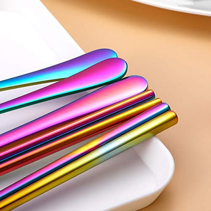 Travel Utensils,Reusable Silverware Set To Go Portable Cutlery Set with a Waterproof Carrying Case for Lunch Boxes Workplace Camping Picnic (Rainbow) - color: Rainbow