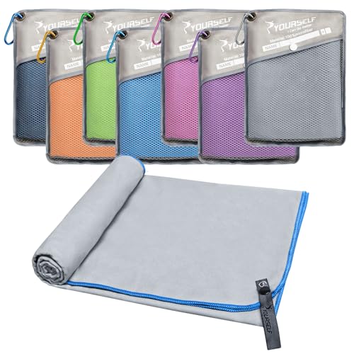 Quick Dry Towel, Camping Towels Super Absorbent, Fast Drying Microfiber Travel Towel, Quick Dry Ultra Soft Compact Gym Towel for Swimming Beach Hiking Yoga Travel Sports Backpack (M:40"x20") - color: Grey, size: M:40"x20"