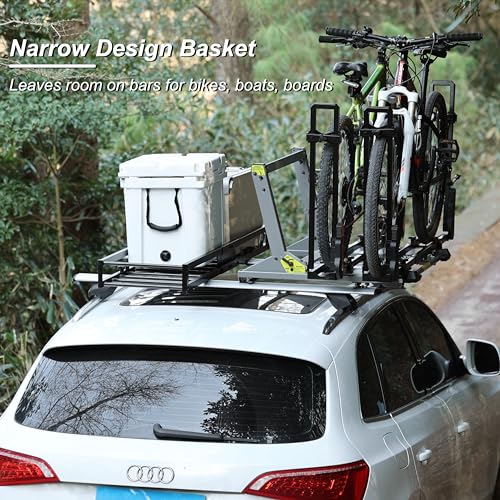 TOOENJOY 59" x 15.5" x 5" Skinny Roof Cargo Carrier Basket, Heavy Duty Roof Rack Luggage Holder for Car SUV and Pickup, 200 LBS Capacity - size: L59 x W15.5 Inch without Hitch