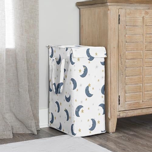 Sweet Jojo Designs Laundry Hamper (Moon and Star) for Boys & Girls, Foldable Dirty Clothes Basket with Handles for Baby Nursery, Kids Bedroom, Teen Bathroom (Watercolor Celestial, Sky, Stars & Moons) - color: Moon Bear
