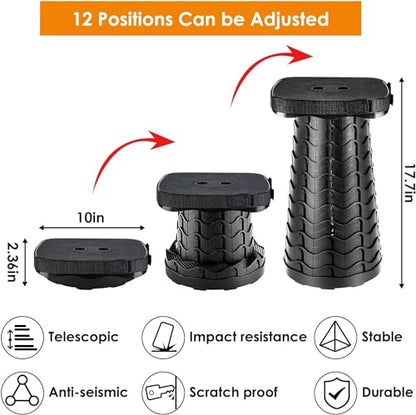 aboutool 2 Pack Collapsible Stool with Soft Removable Cushion & Waterproof Carry Bag - Lightweight Folding Stool, 485lbs Capacity, Portable for Adults, Camping, Fishing, Hiking, Outdoor, Travel - color: Black (Cushion Included)
