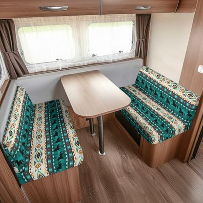 Aztec Horse RV Dinette Cushion Covers Southwestern Navajo Tribal Pattern Camper Cushion Slipcovers Booth Seat Covers Stretch Washable Couch Covers for RV Camper Sofa Bed Easy to Install - color: Aztec Horse