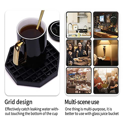 Drip Trays 6" Coffee Countertop Octagon Drip Tray Black Plastic Coffee Drip Tray With Honeycomb Grid, Pack of 2 (2 Pcs 6")