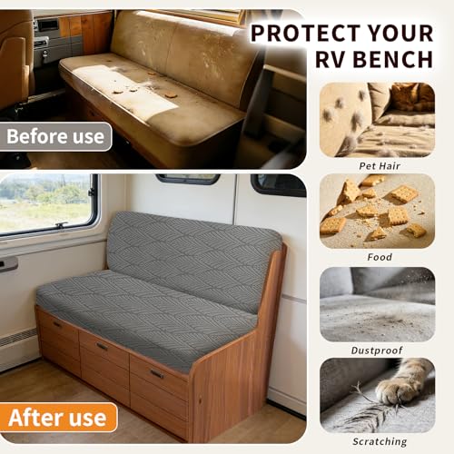 RV Dinette Cushion Covers, 2PCS Leaf RV Couch Cover, Camper Cushion Covers, Camper-rv Sofa Cover for Couch, Bench Seat & Dinette Booth Cushions(Dark Grey,[39.4" to 49.2"]×[19.7" to 25.6"]) - color: Leaf/Dark Grey/2pcs