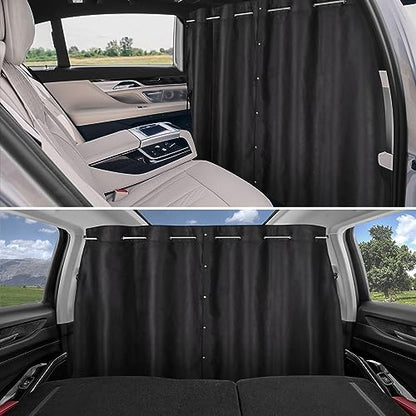 XCBYT Car Privcay Curtains - Car Camping Divider Curtains with Stainless Steel Adjustable Length Crossbar Window Shades for Van SUV Pickup Truck Travel Nap Camping - color: Divider(Large Suede, 70.8")