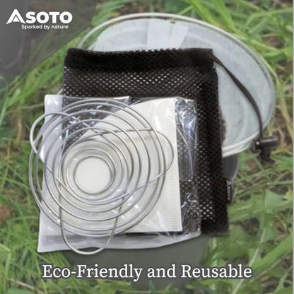 SOTO Compact Helix Coffee Maker - Portable Stainless Steel Pour Over Coffee Dripper for Travel, Camping, Bikepacking, and Home - Lightweight, Foldable, and Eco-Friendly Design