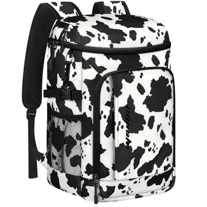 Capolo 36/45 Cans Cooler Backpack Insulated Waterproof for Women Men Lunch Backpack Coolers Leak Proof Soft Cooler Bags - color: Cow Print, size: 36 Cans