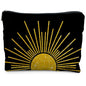 Boho Makeup Bag, Boho Abstract Black and Gold Sun Sunshine Makeup Bags for Women, Boho Gifts for Women, Boho Makeup Pouch Zipper Pouch, Aesthetic Makeup Bag - color: Abstract gold Sunshine