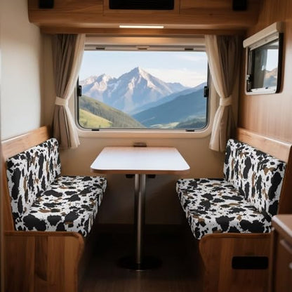 Cow Print 2 Pcs RV Dinette Cushion Covers Thickened Camper Seat Covers Dinette Booth Stretch Loveseat Sofa Chair Cover Furniture Protector for RV Camper Car Bench - color: Cow