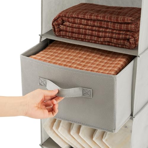 MAX Houser 6 Tier Shelf Hanging Closet Organizer, Closet Hanging Shelf with 2 Sturdy Hooks for Storage,2 Pack, Foldable (Light Grey) - color: Light Grey-2