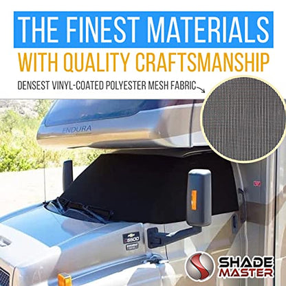 ShadePro - ShadeMaster RV Windshield Sunshade - Front Window Cover Screen Shade for RVs - Class C Motorhome Windshield Cover - Includes Wiper Covers & Storage Bag - size: Class C UNIVERSAL