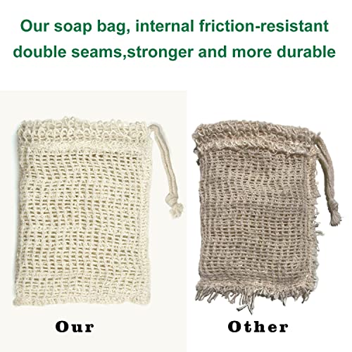 E-Know Soap Bag, 5 Pack Natural Sisal Soap Saver, Zero Waste Plastic-Free Soap Net, Foaming and Drying The Soap, Massage, Peeling - color: 5 Pack