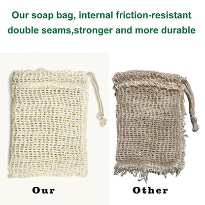 E-Know Soap Bag, 5 Pack Natural Sisal Soap Saver, Zero Waste Plastic-Free Soap Net, Foaming and Drying The Soap, Massage, Peeling - color: 5 Pack