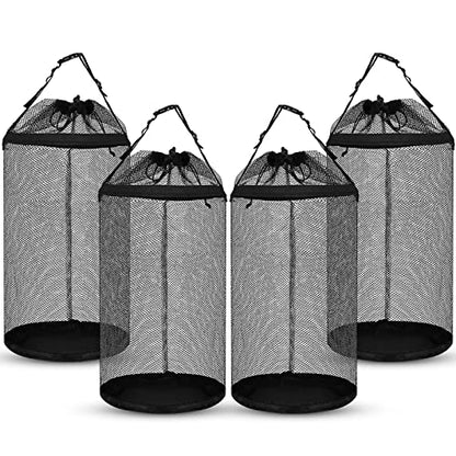 4 Pcs Boat Trash Bags Large Hoop Mesh Trash Can Portable Reusable Trash Pontoon Boat Accessories for Men Mesh Storage Bag for Fishing Kayak Camping Boating Marine Outdoor Storage ATV RV, Black