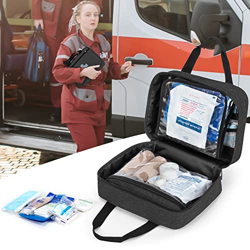 CURMIO Small First Aid Bag, Empty Emergency Trauma Kit Organizer Bag for Hiking, Camping, Car, Travel, Home and Outdoor, Black, BAG ONLY, Patent Pending - color: Black