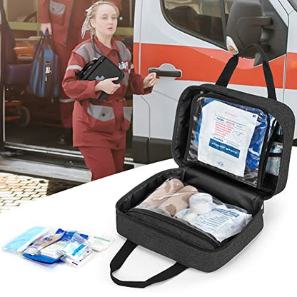 CURMIO Small First Aid Bag, Empty Emergency Trauma Kit Organizer Bag for Hiking, Camping, Car, Travel, Home and Outdoor, Black, BAG ONLY, Patent Pending - color: Black