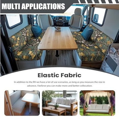 Deer Hunting Camo Pattern 3 PCS RV Dinette Cushion Covers Wear-Resistan Camper Seat Covers Dinette Booth Camper Cushion Pillow Cover Sofa Slipover for Travel Trailer Couch - color: Deer Hunting Camo