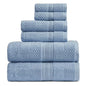 Springtree Home 100% Cotton Bathroom Towel Set | 6 Piece Set - Blue Towels | Geometric Textured Design | Absorbent & Quick-Dry | Oeko-TEX® Standard 100 Cotton | Myla Collection - Blue Cashmere - color: Blue Cashmere, size: 6 Piece Set
