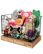 Metal Dog Toy Basket for Dogs and Cats (15” x 10” x 9”) - Heavy-Duty Storage Bin Holds Pet Chew Toys, Bones, Ropes, Blankets, Towels, Treats - Large Dog Toy Box for Living Room Area Organization