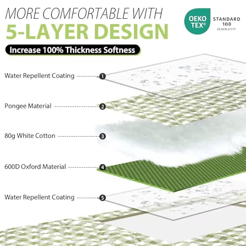 ZAZE Extra Large Picnic Outdoor Blanket, 80''x80'' Waterproof Foldable Blankets Gingham Picnic Mat for Beach, Camping Grass Lawn Park Accessories Cute Couple Gifts Ideas Wedding Registry(Green White) - color: Green and White