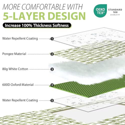 ZAZE Extra Large Picnic Outdoor Blanket, 80''x80'' Waterproof Foldable Blankets Gingham Picnic Mat for Beach, Camping Grass Lawn Park Accessories Cute Couple Gifts Ideas Wedding Registry(Green White) - color: Green and White