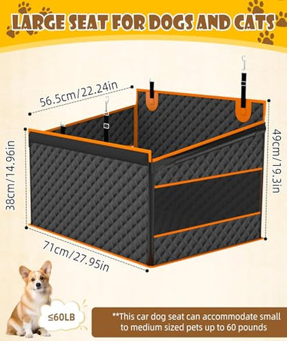 EPN Dog Car Seat for Large Medium Dogs, Back Seat Extender with Waterproof Oxford Fabric, Non-Slip Bottom, Reinforced Support & Storage Pockets, Pet Seat Cover for Cars, Trucks and SUVs (Black)
