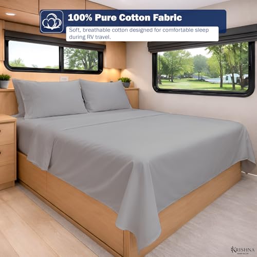 KRISHNA Full Size 4 Piece Egyptian Cotton Sheet Set, Luxury Hotel Quality Light Grey Solid Bed Sheets, Soft Breathable Cooling Bedding, 6-10 Inch Deep Pocket Fitted Sheet - color: Light Grey Solid, size: Full : 54" x 75"