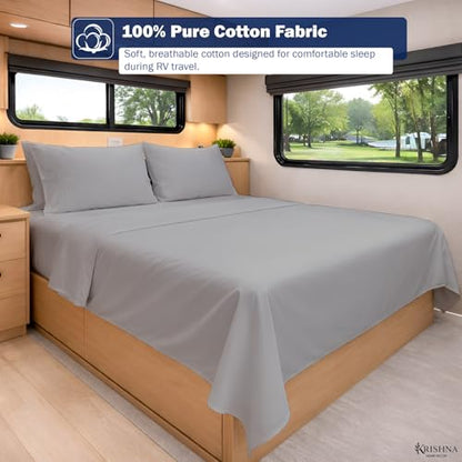 KRISHNA Full Size 4 Piece Egyptian Cotton Sheet Set, Luxury Hotel Quality Light Grey Solid Bed Sheets, Soft Breathable Cooling Bedding, 6-10 Inch Deep Pocket Fitted Sheet - color: Light Grey Solid, size: Full : 54" x 75"