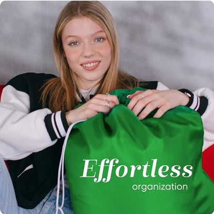 Nylon XL Laundry Bag - Locking Drawstring Closure, Machine Washable, These Large Bags Will Fit a Laundry Basket and Strong Enough to Carry up to Two Loads of Clothes (Green | 30" x 40") - color: Green, size: 30" x 40"