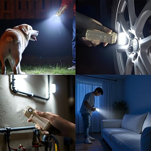 Flamix 2-in-1 LED Camping Lanterns and flashlights for Hurricane, Hiking, Home, Emergency, Rechargeable Camping Lantern with 6 Lighting Modes, IPX4 Waterproof, Compact Design, One-Hand Hold,Beige