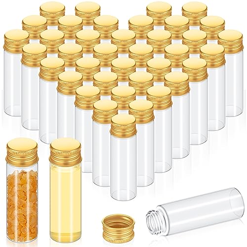 Didaey 100 Pcs Small Clear Vials Spice Mini Jars with Lids Mini Glass Bottles with Screw Aluminum Metal Caps Tiny Jars Sample Containers for Powder Cream Cosmetic Jewelry Wedding (15 ml,Gold Caps) - color: Gold Caps, size: 15 ml