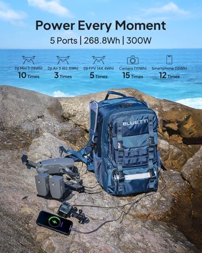 BLUETTI Handsfree 1 Solar Generator with 100W Solar Panel (Ships Separately), 268.8Wh 300W LiFePO4 Battery, 5 Output Ports, Portable Power Station for Camping, Drones (Backpack Not Included) - style: BLUETTI Handsfree 1 power station+100W Solar Panel