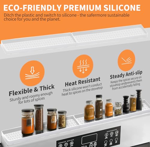 BFONS 30 Inch Silicone Magnetic Stove Top Shelf, Kitchen Over Stove Spice Rack Shelf Apartment Home Must Haves Kitchen Gadgets for Above Stovetop Seasoning Organization Storage (White) - color: White
